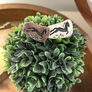 Mexico Silver Horse Motif Earrings